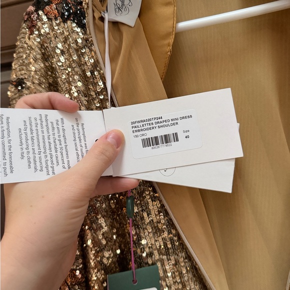 NWT Redemption SEQUINS MINI DRESS WITH SHOULDER EMBROIDERY US 6 - Picture 5 of 10